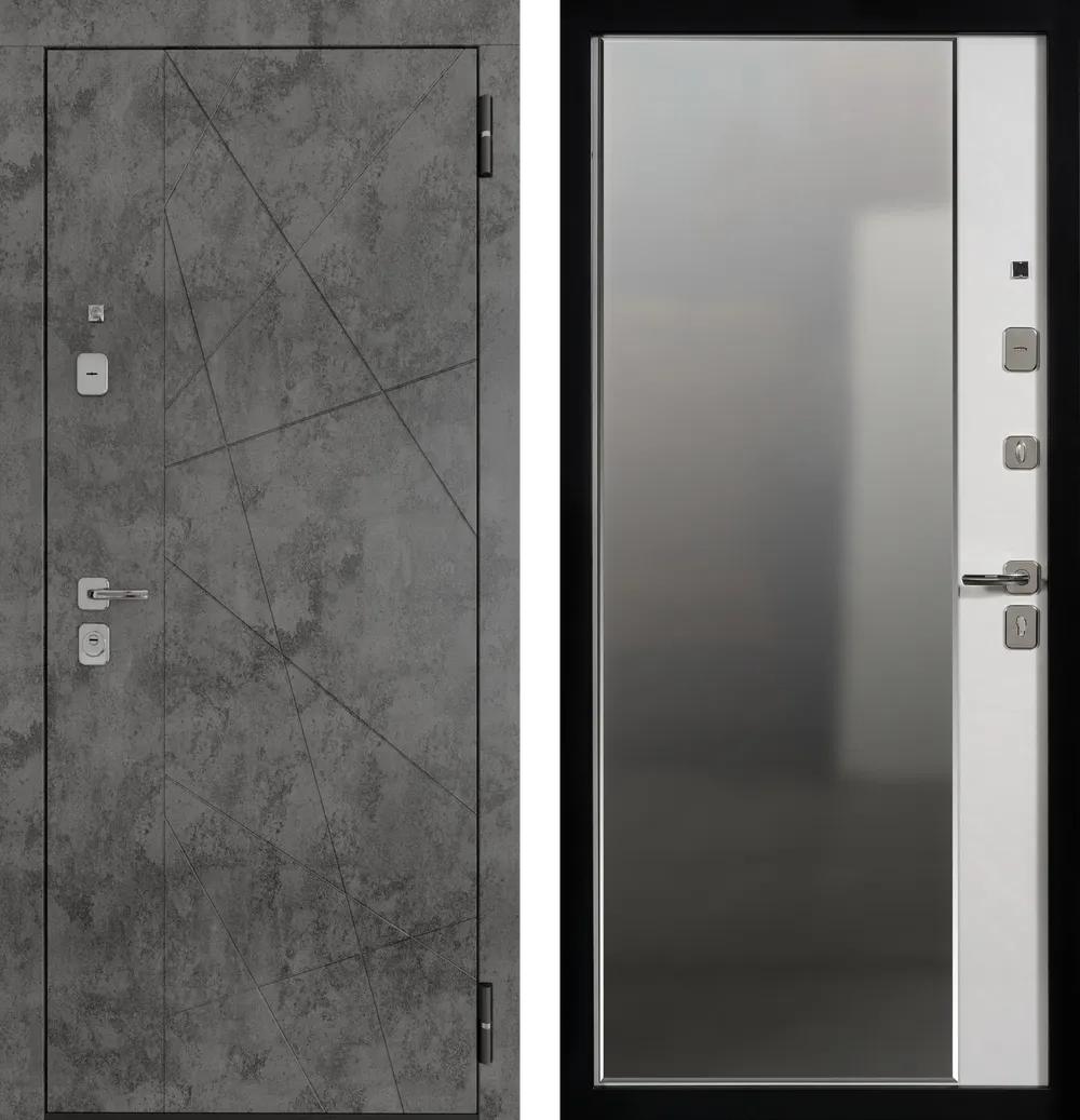 ВХОДНАЯ ДВЕРЬ СТАЛЛЕР TR 9 Бетон темный - зеркало сандал светлый