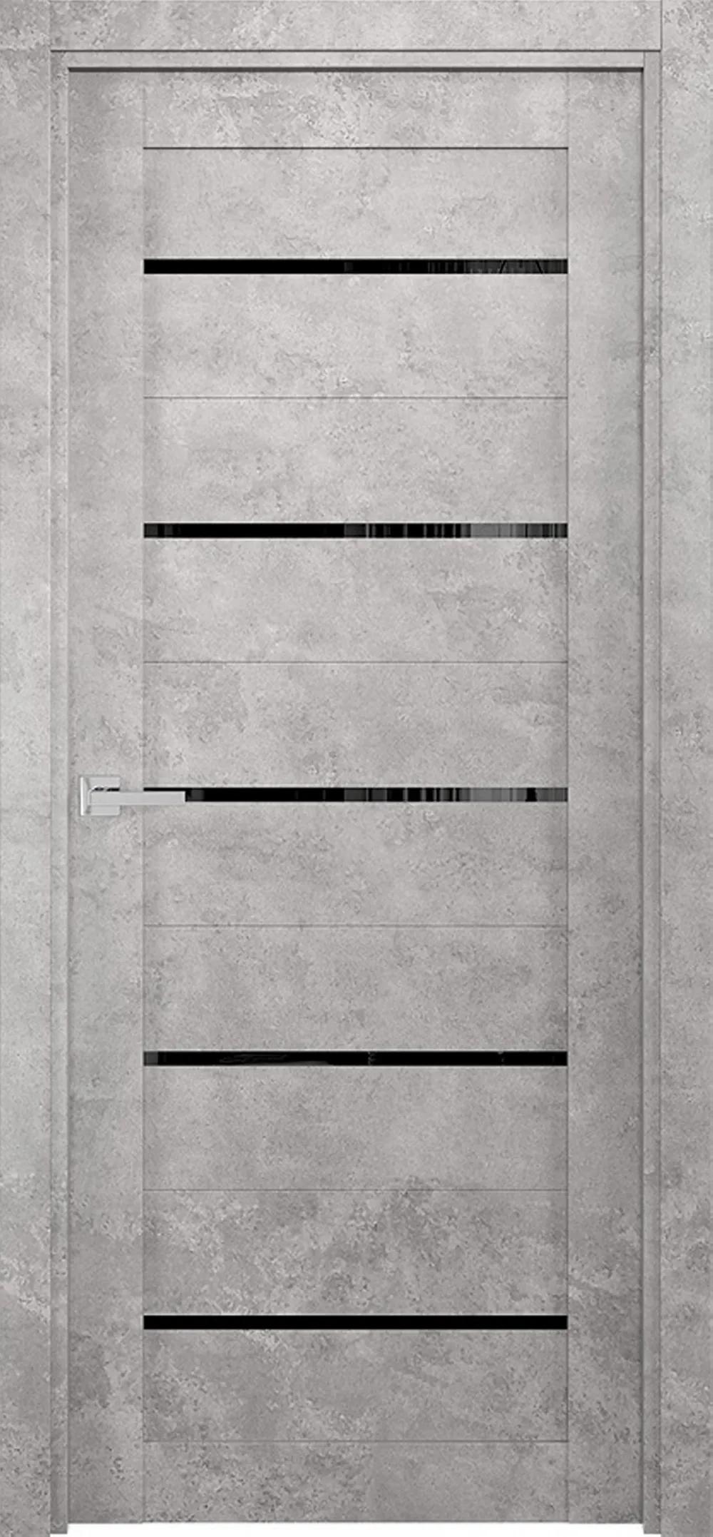 Дверь межкомнатная SMART Квадро 5 ДО черный лак Бетон 