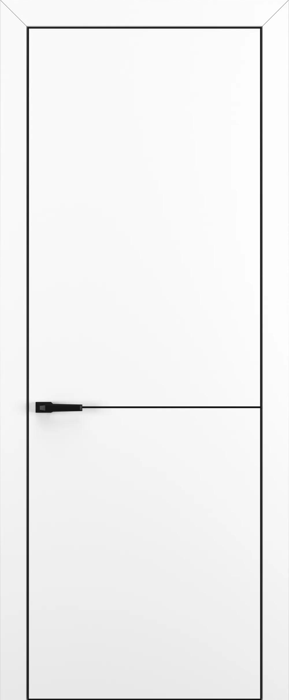 Дверь межкомнатная Квалитет К10 Белый матовый ALU Черная с 4-х молдинг черный (Mb)