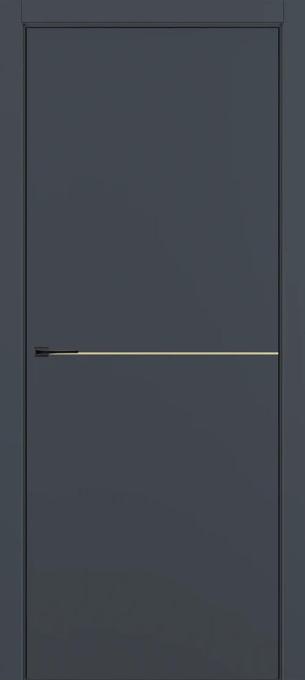 Дверь межкомнатная Квалитет К10 Графит премьер мат ALU Черная с 4-х молдинг золото (Mg)