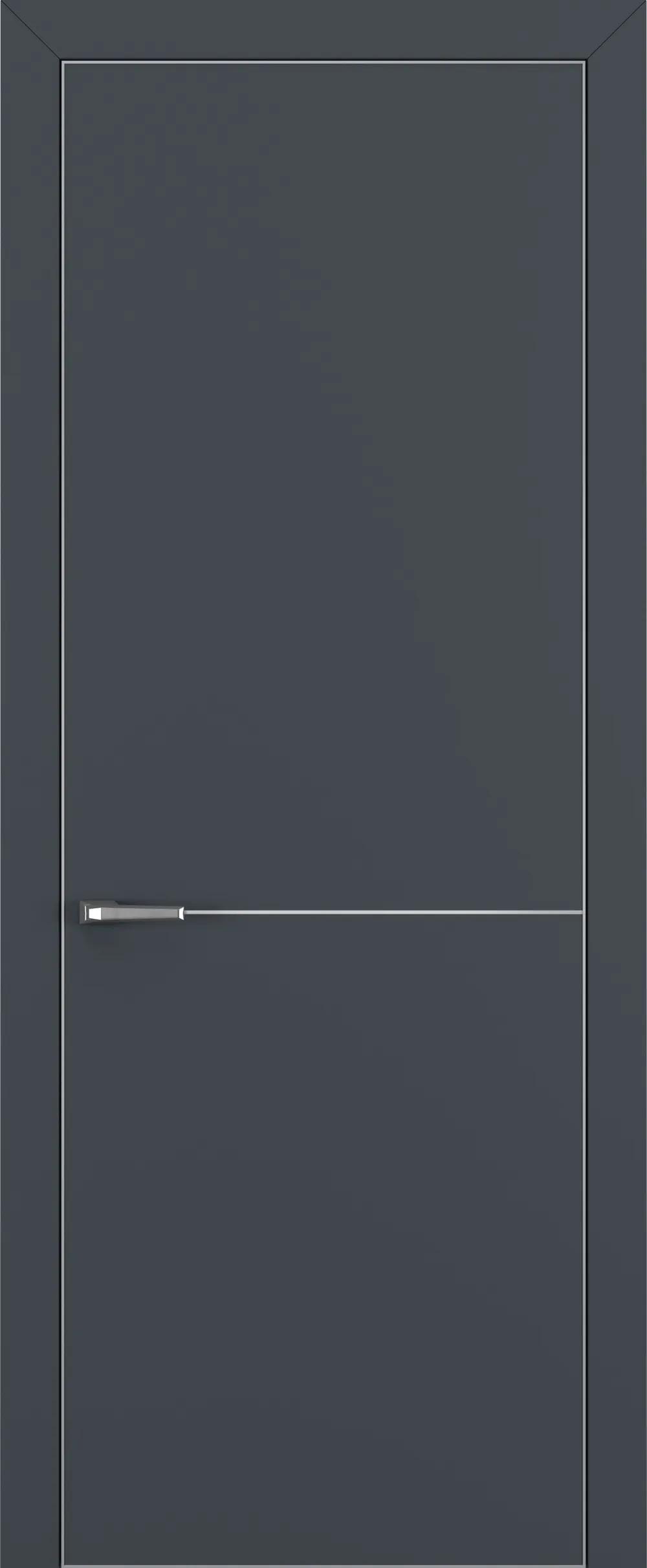 Дверь межкомнатная Квалитет К10 Графит премьер мат ALU Серая с 4-х молдинг серебро (Mh)