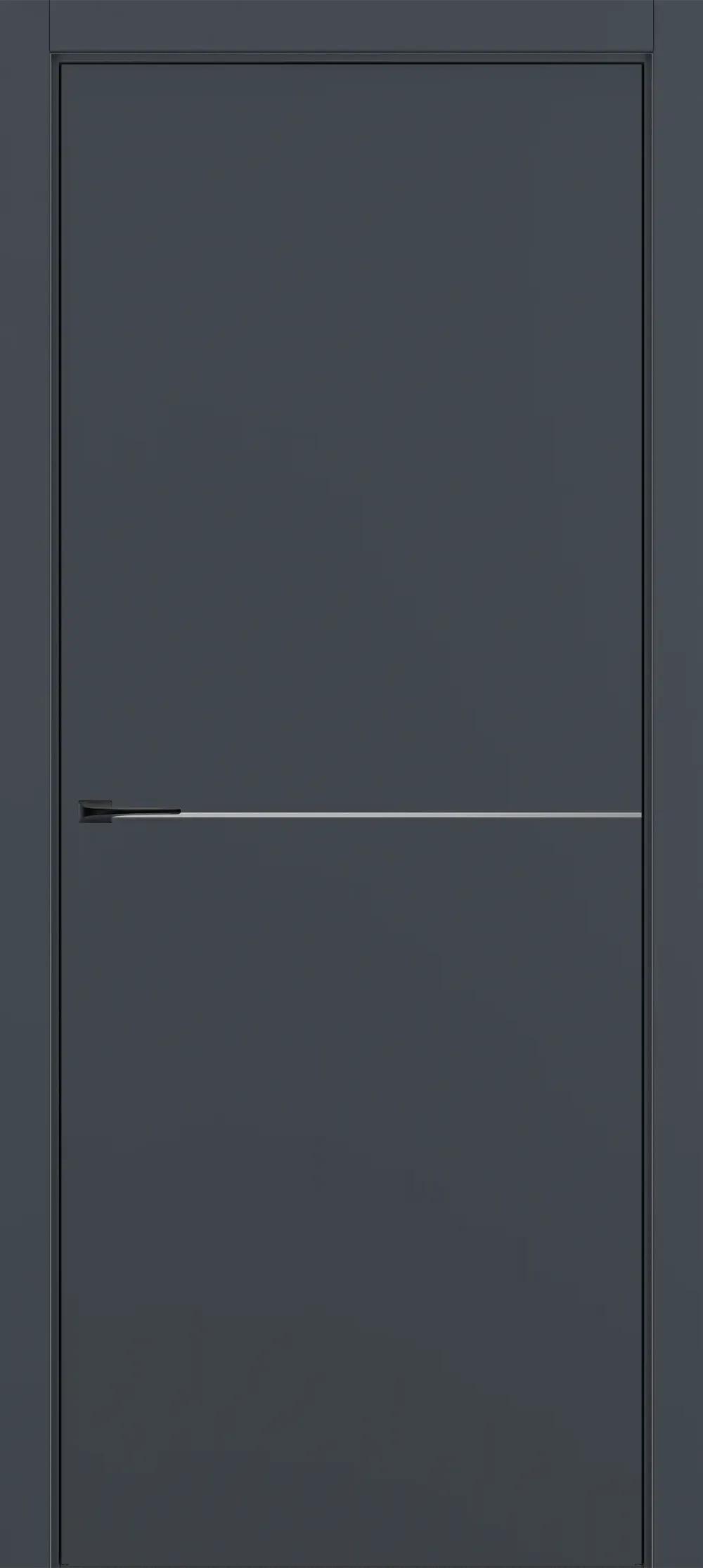 Дверь межкомнатная Квалитет К10 Графит премьер мат ALU Черная с 4-х молдинг серебро (Mh)