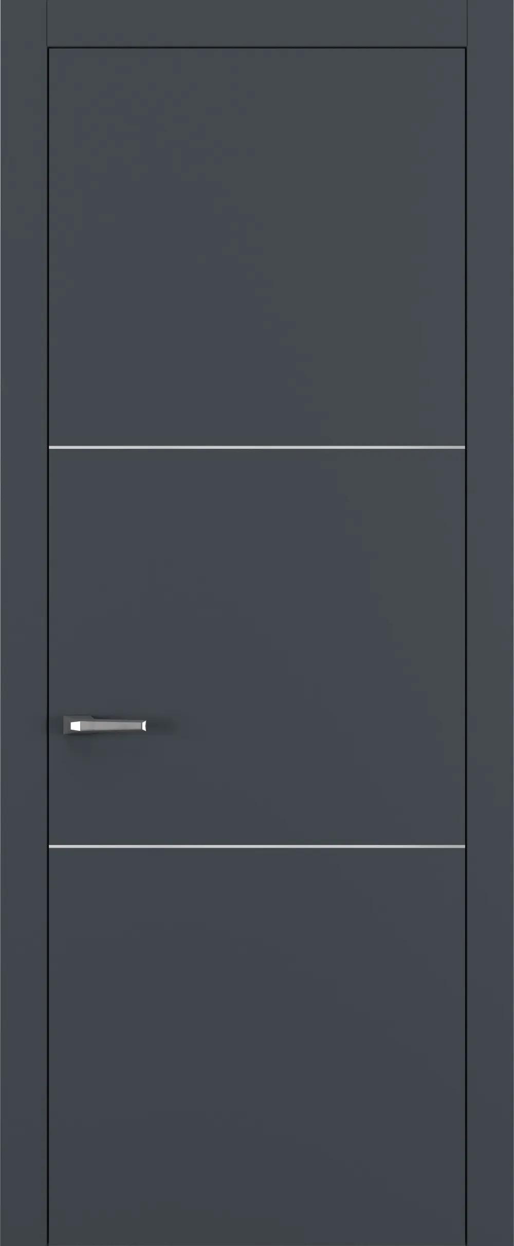 Дверь межкомнатная Квалитет К11 Графит премьер мат ABS молдинг серебро (Mh) НЕСТАНДАРТ