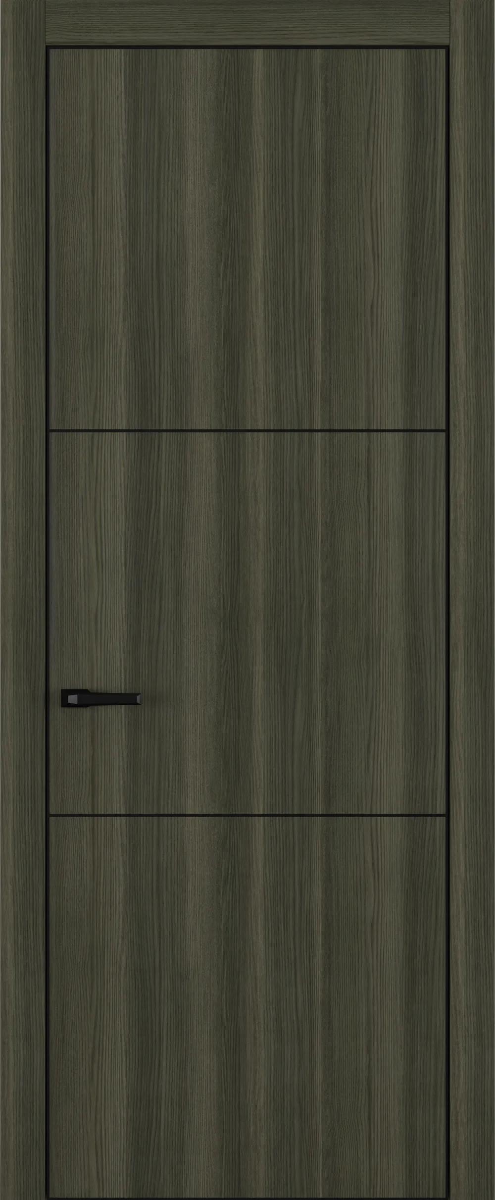 Дверь межкомнатная Квалитет К11 Дуб темный ALU Черная с 4-х молдинг черный (Mb) НЕСТАНДАРТ