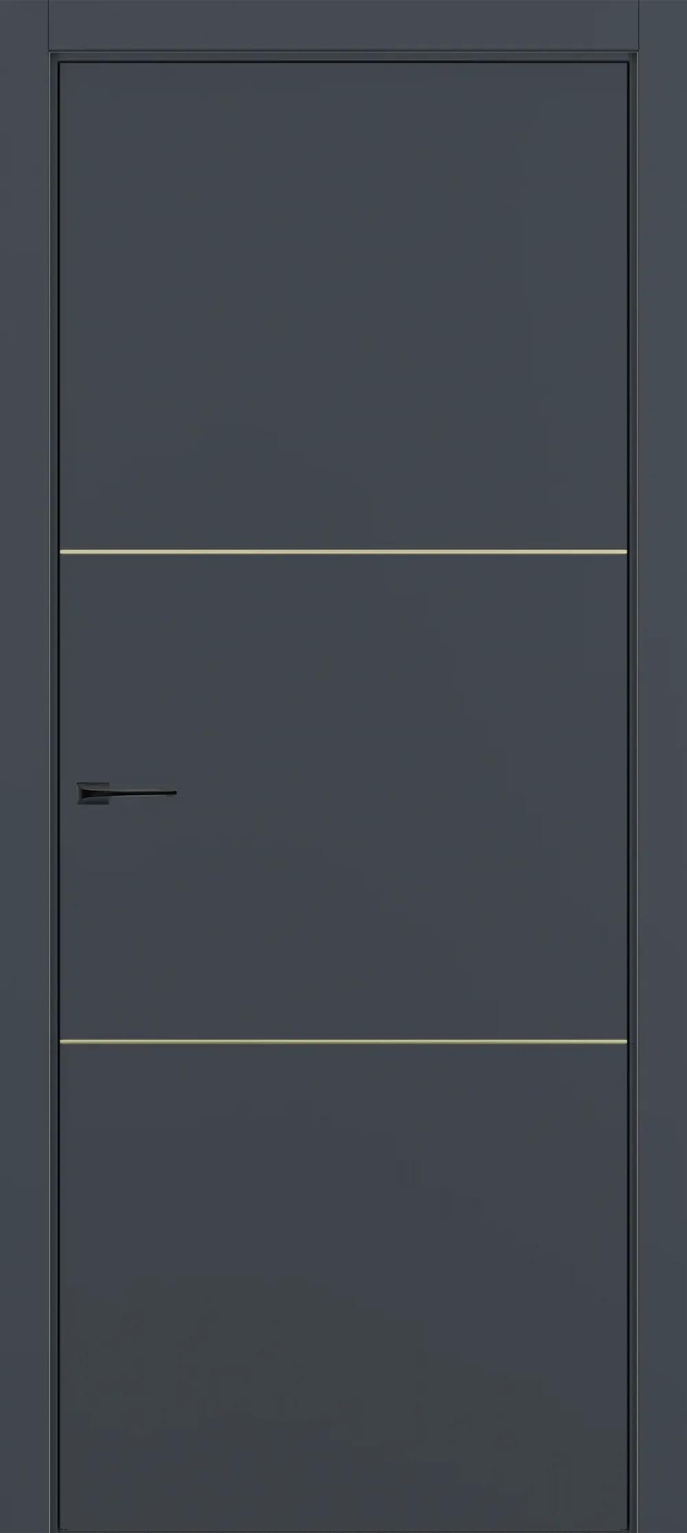 Дверь межкомнатная Квалитет К11 Графит премьер мат ALU Черная с 4-х молдинг золото (Mg) НЕСТАНДАРТ