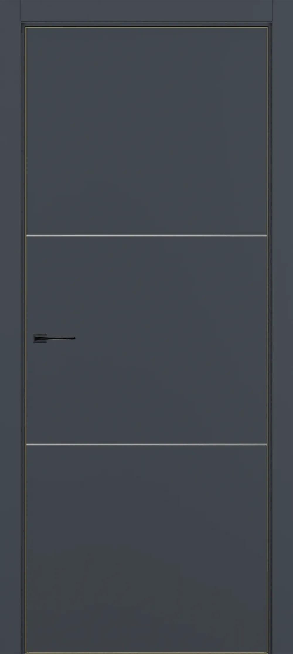 Дверь межкомнатная Квалитет К11 Графит премьер мат ALU Золотая с 4-х молдинг серебро (Mh)