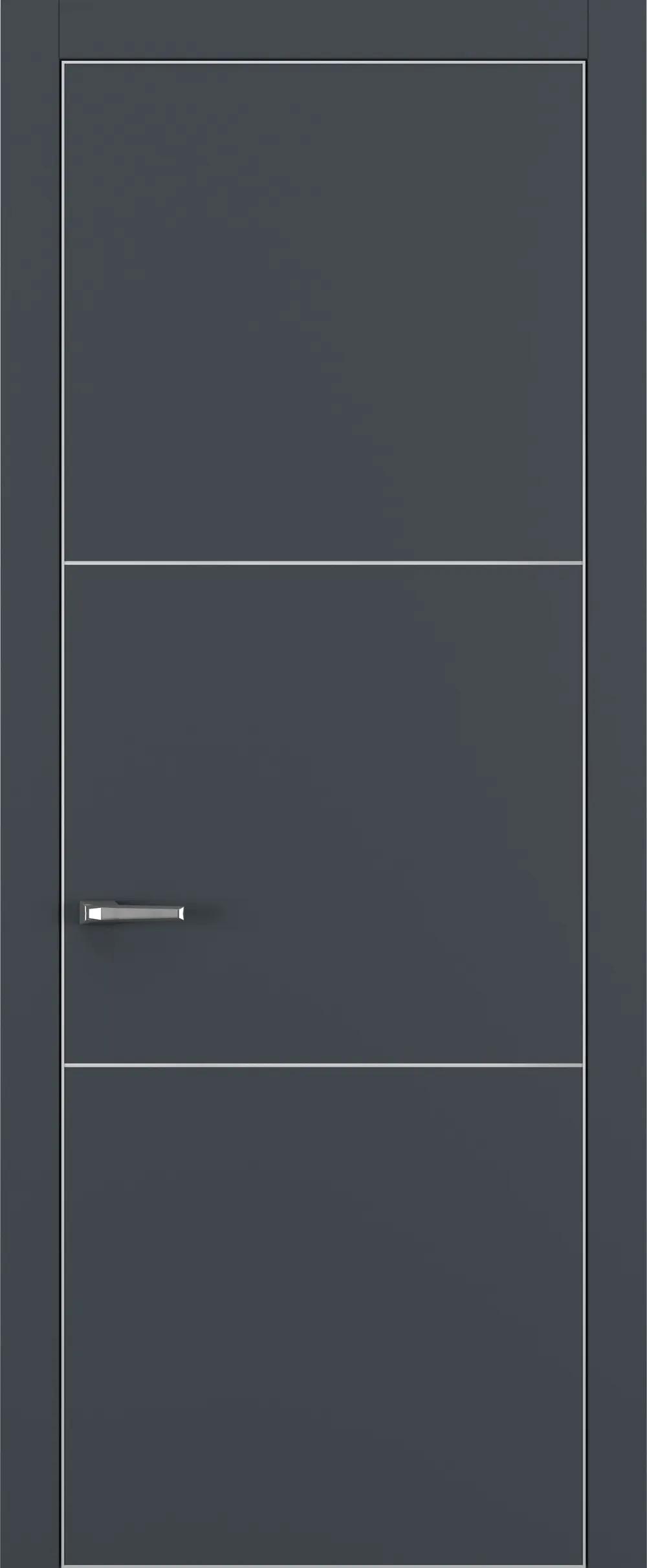 Дверь межкомнатная Квалитет К11 Графит премьер мат ALU Серая с 4-х молдинг серебро (Mh)