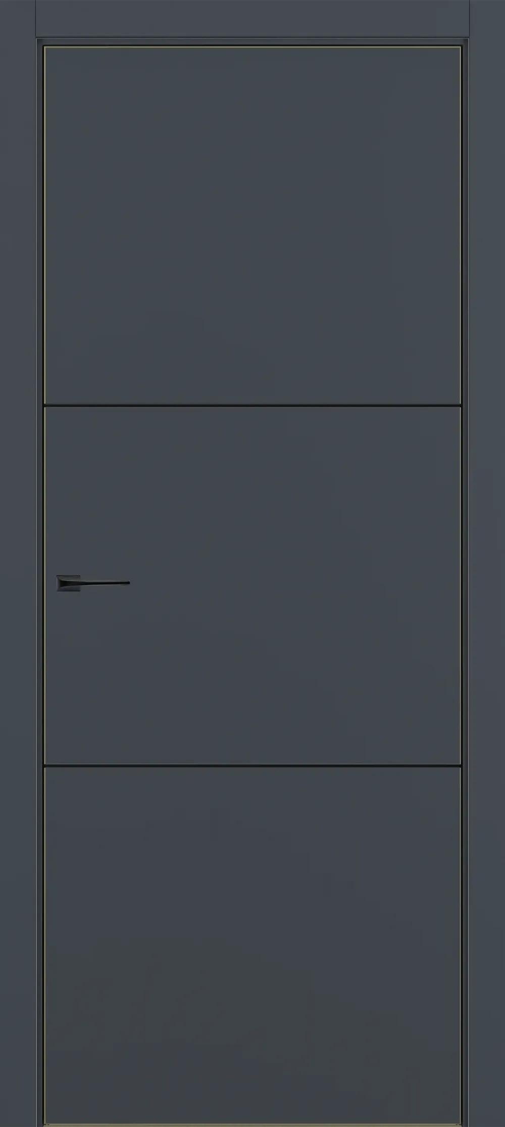 Дверь межкомнатная Квалитет К11 Графит премьер мат ALU Золотая с 4-х молдинг черный (Mb) НЕСТАНДАРТ