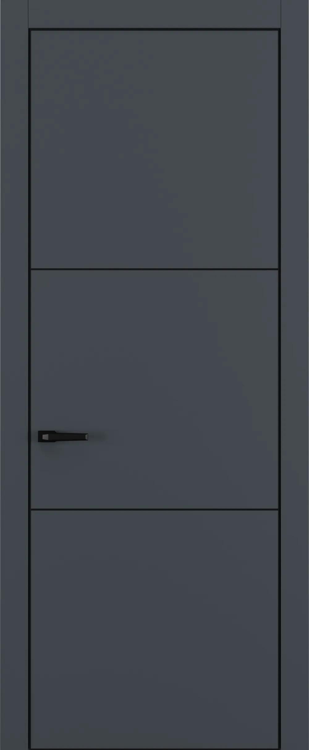 Дверь межкомнатная Квалитет К11 Графит премьер мат ALU Черная с 4-х молдинг черный (Mb)