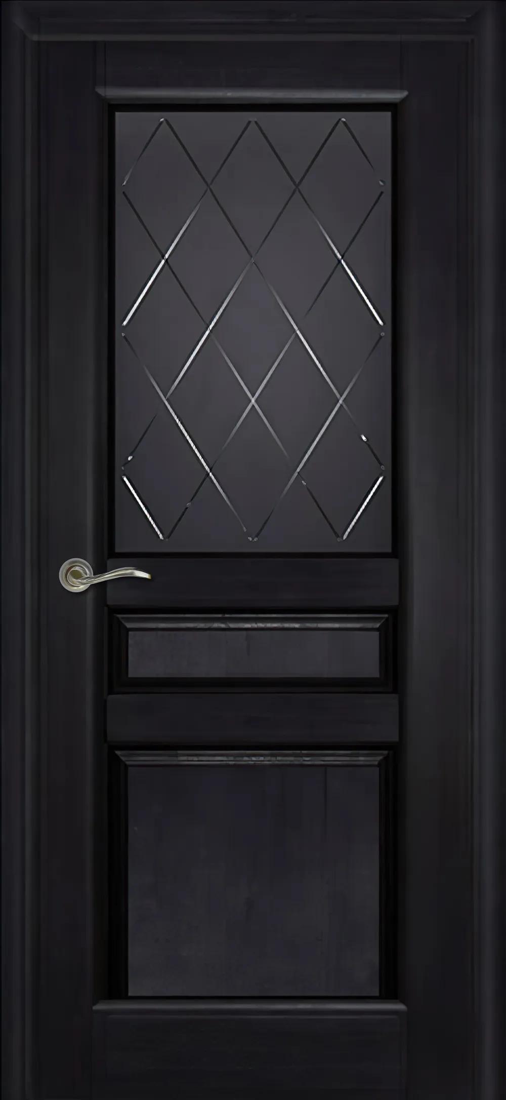 Дверь межкомнатная Массив ольхи Валенсия м. ДО графит с фрезеровкой Венге