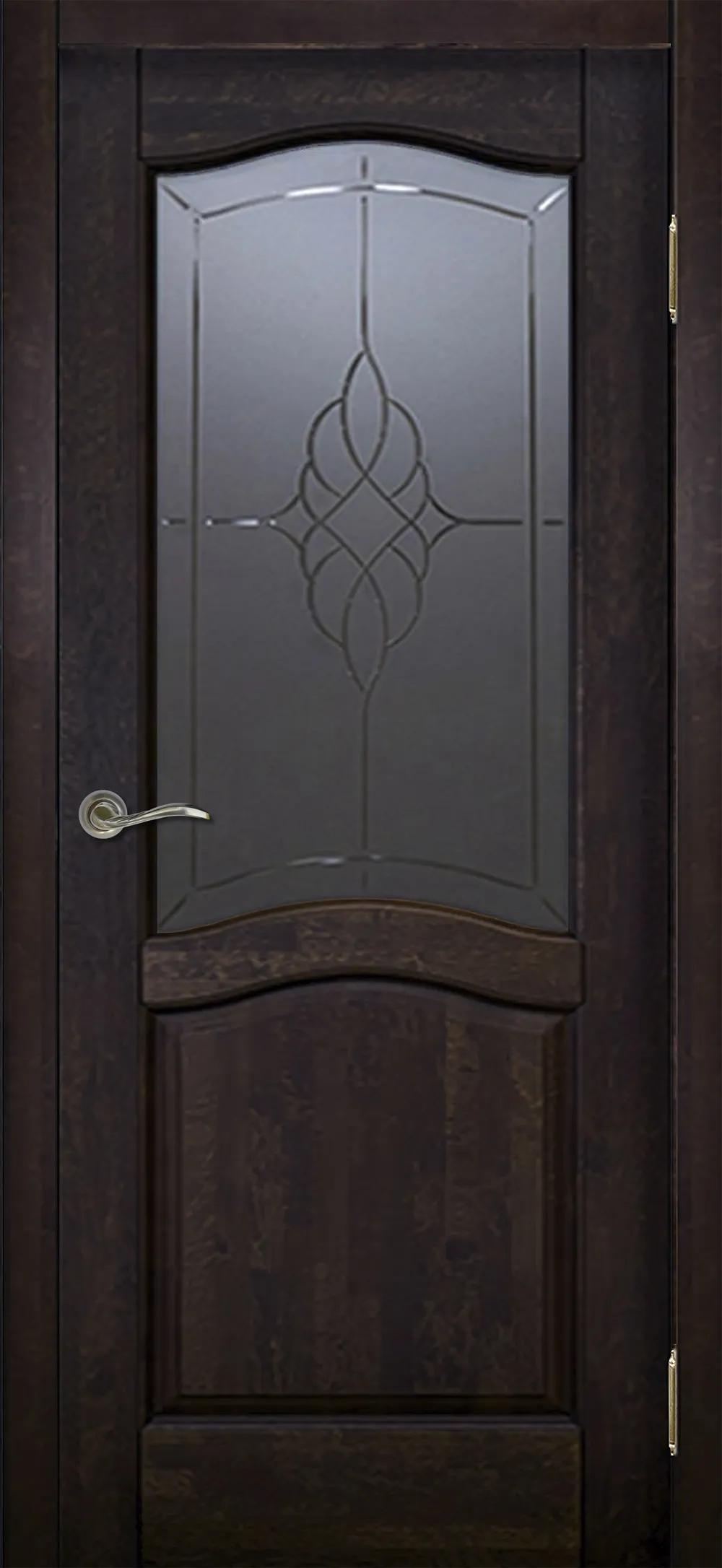 Дверь межкомнатная Массив ольхи Лео м. ДО графит с фрезеровкой Венге