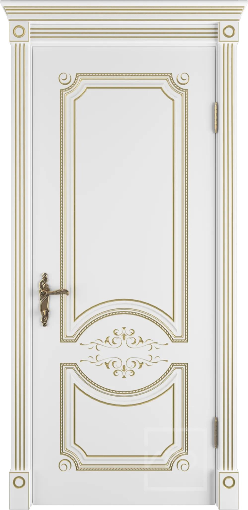 Дверь межкомнатная Эстэль люкс Милана эст. ДГ 3D  Белая эмаль патина золото