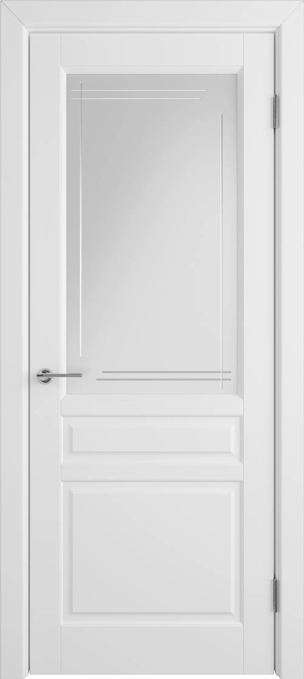 Дверь межкомнатная COLORIT К2 COLORIT ДО матовое с фрезеровкой полосы Белая эмаль НЕСТАНДАРТ