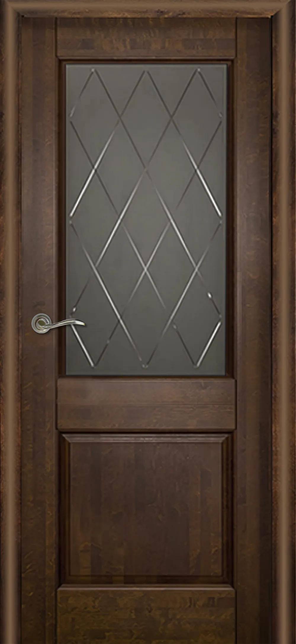 Дверь межкомнатная Массив ольхи Элегия-1 ДО графит с грав. Античный орех