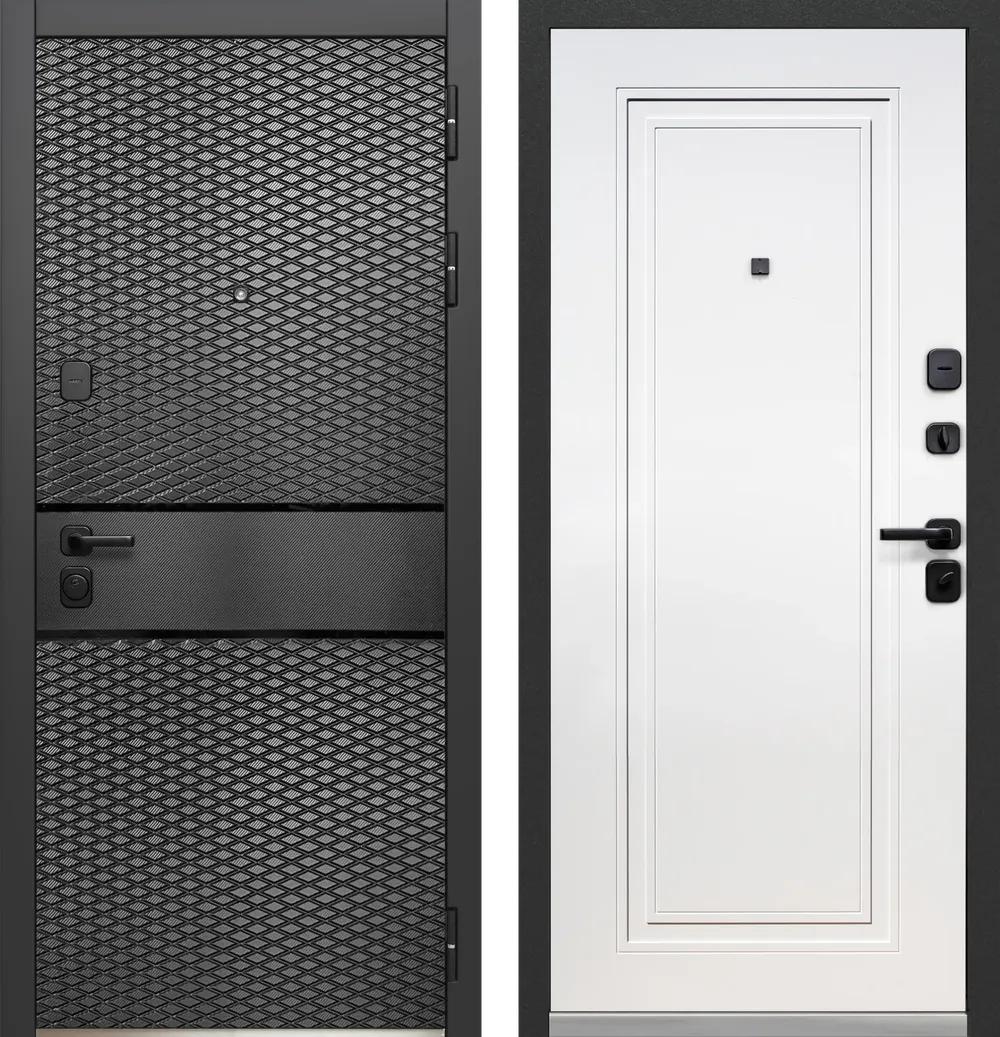 Дверь входная Luxor Карбон Черный карбон - Эмалит белый