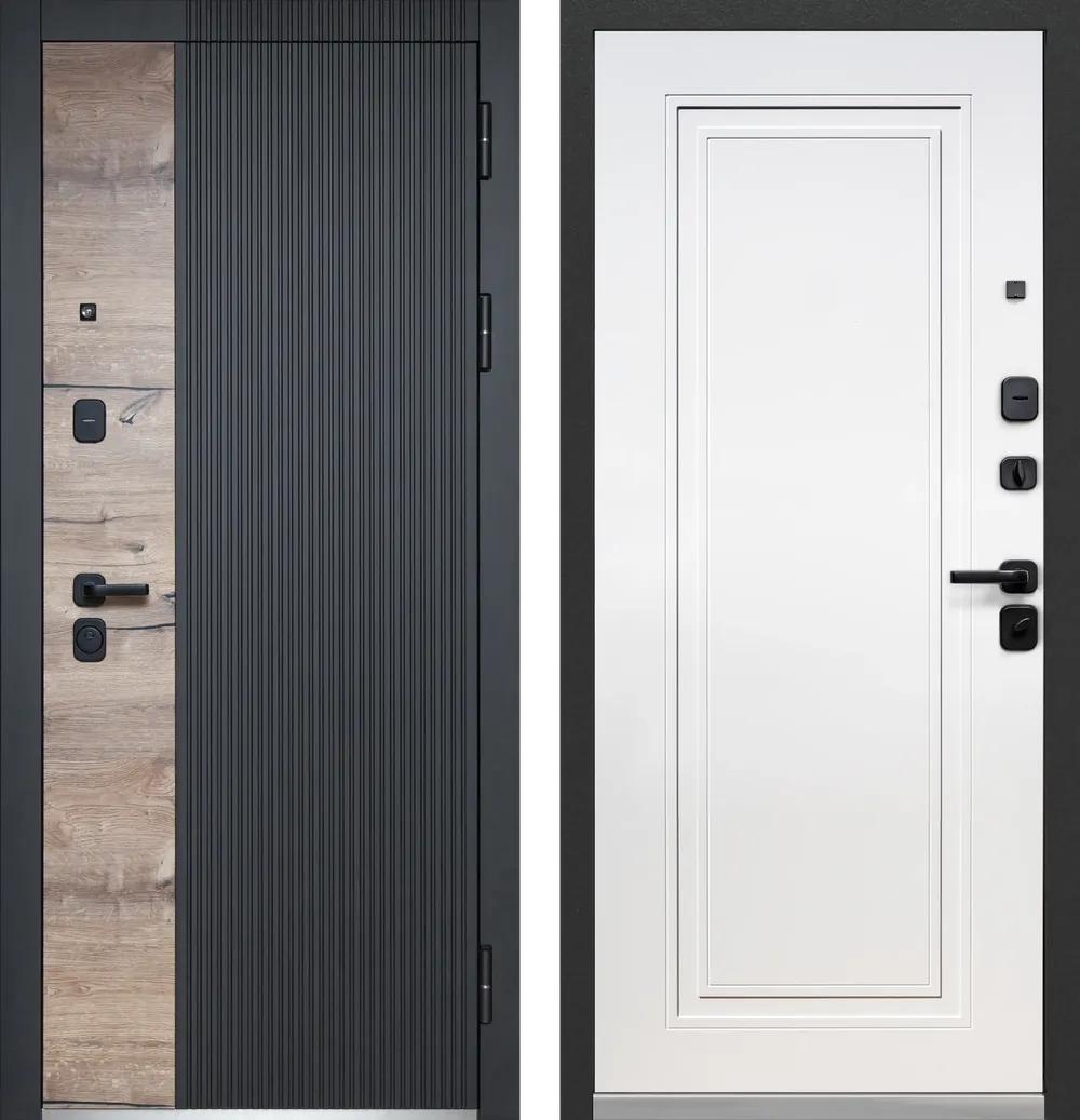 Дверь входная Luxor Дуб Вертикаль Нео Сатин черный - Эмалит белый