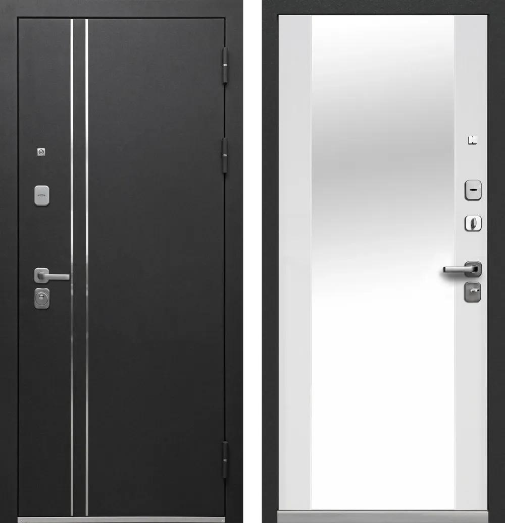 Дверь входная Luxor Букле Черный Зеркало