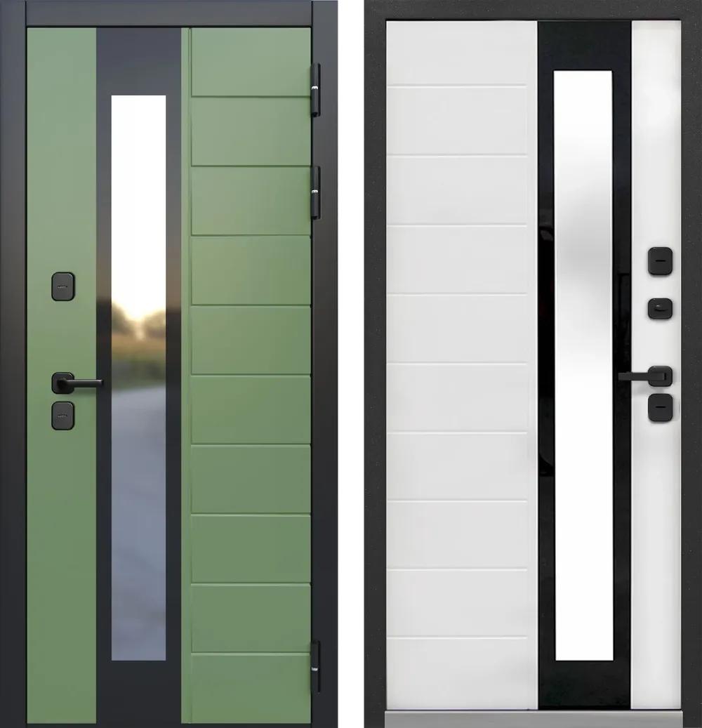 Дверь входная Luxor Termo 5 Эмаль зеленая - Эмалит белый