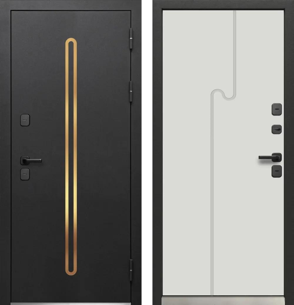 Дверь входная Luxor Termo 10 Черная шагрень - Эмалит белый