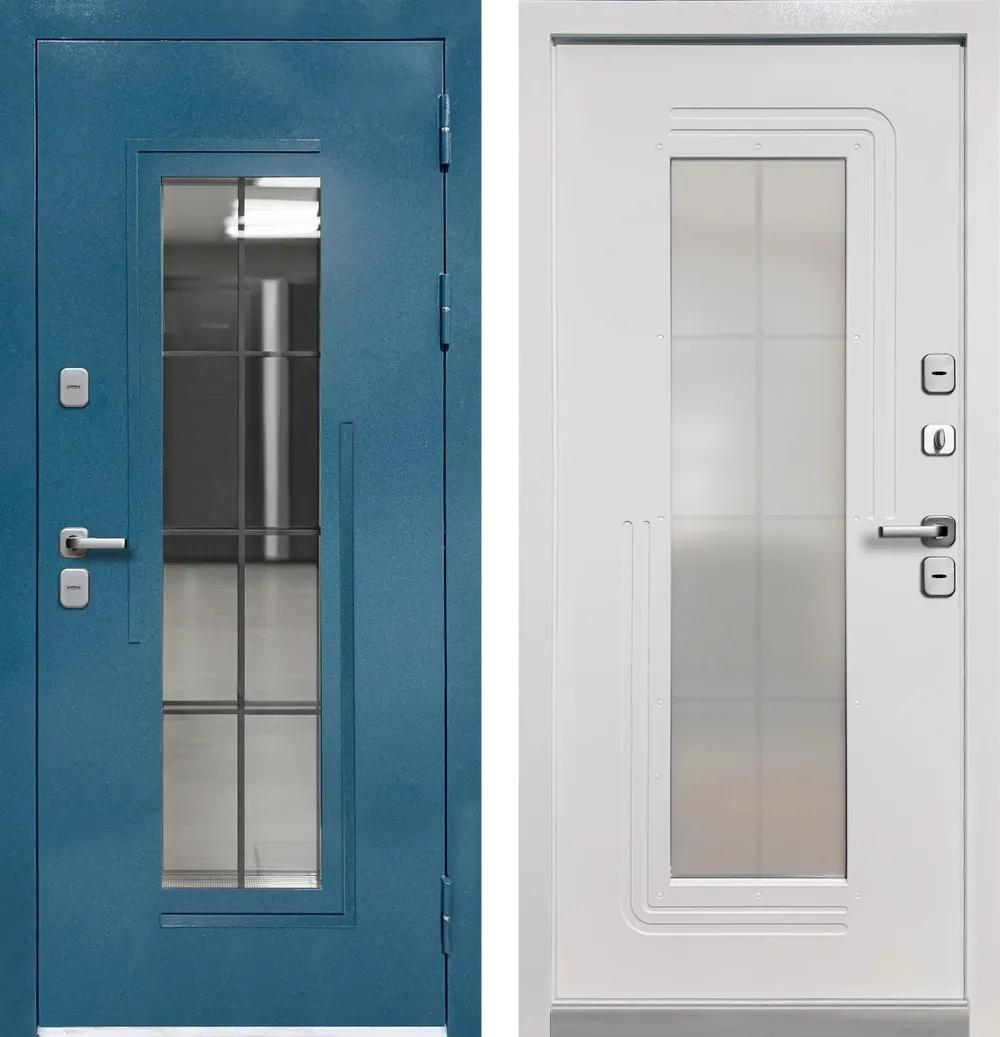 Дверь входная Luxor Termo 7 Муар синий - Эмалит белый