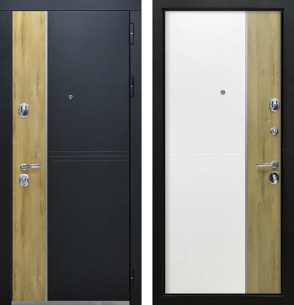 Дверь входная Этна 3К90 ЮР8 ZB 999-2 Черный кварц - ЮР8 Кожа белая