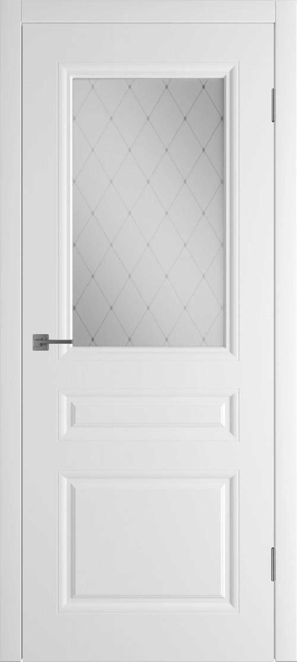 Дверь межкомнатная WINTER Челси ДО матовое с рисунком Белая эмаль R