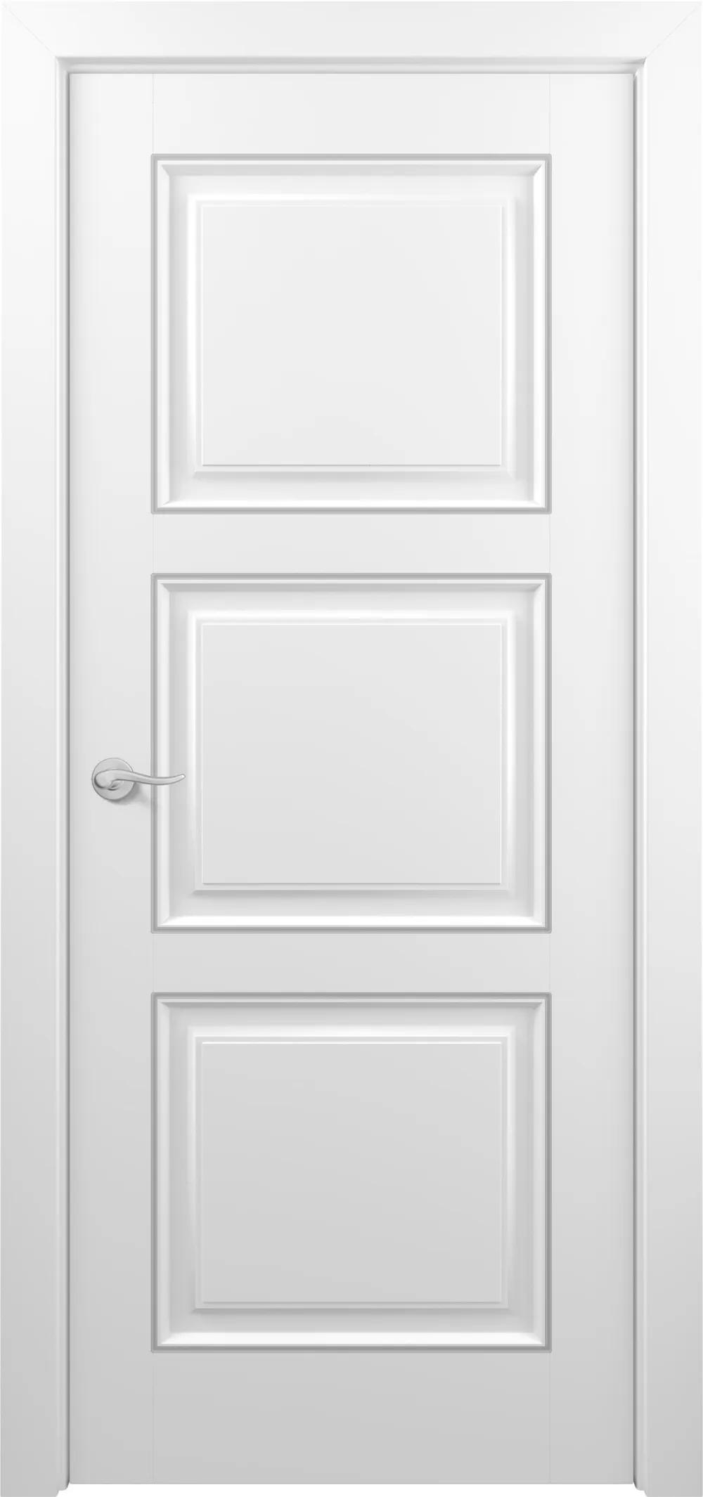 Дверь межкомнатная АртКлассик Гранд ДГ ART Classic Т1 Белая эмаль патина серебро (в канавку)