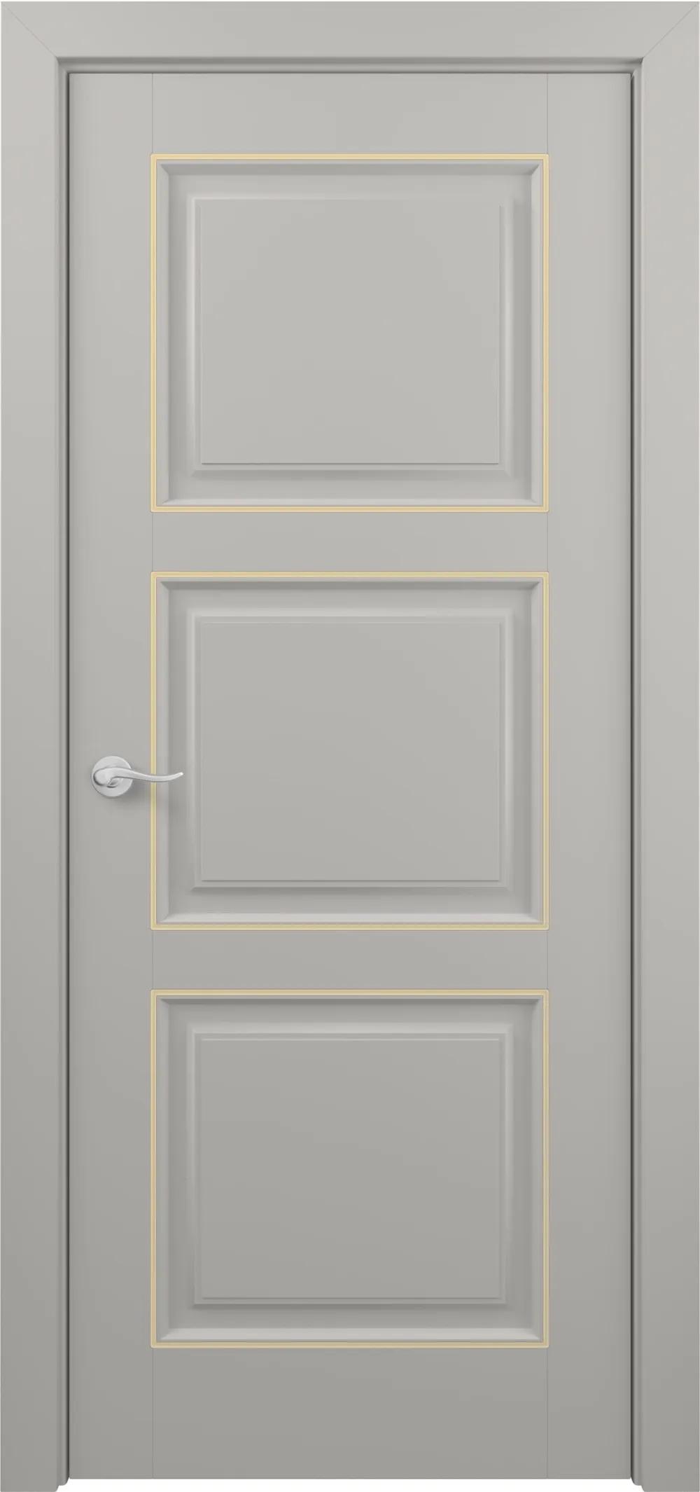 Дверь межкомнатная АртКлассик Гранд ДГ ART Classic Т1 Светло-серая эмаль патина золото (в канавку)
