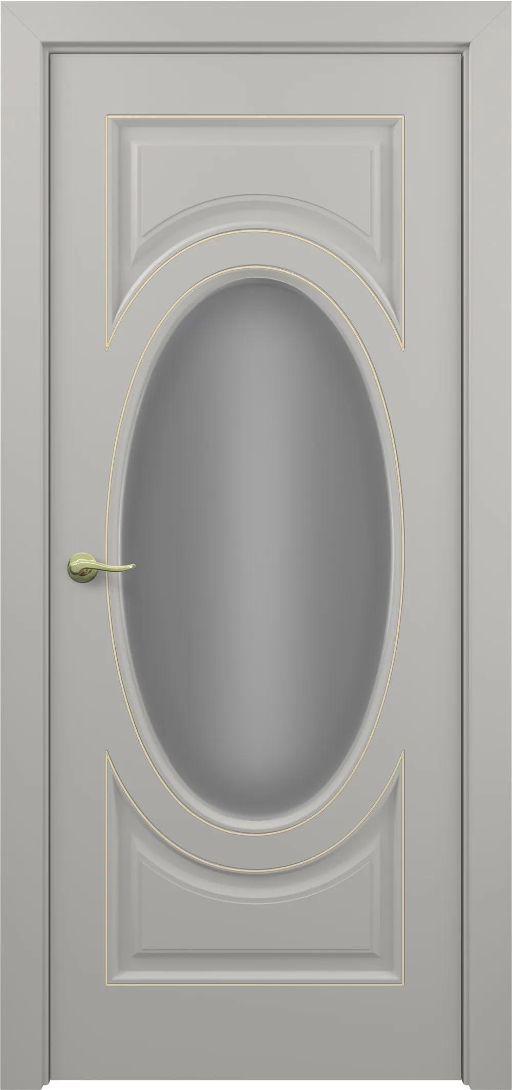 Дверь межкомнатная АртКлассик Лувр ДО Сатинато патина золото (в канавку)