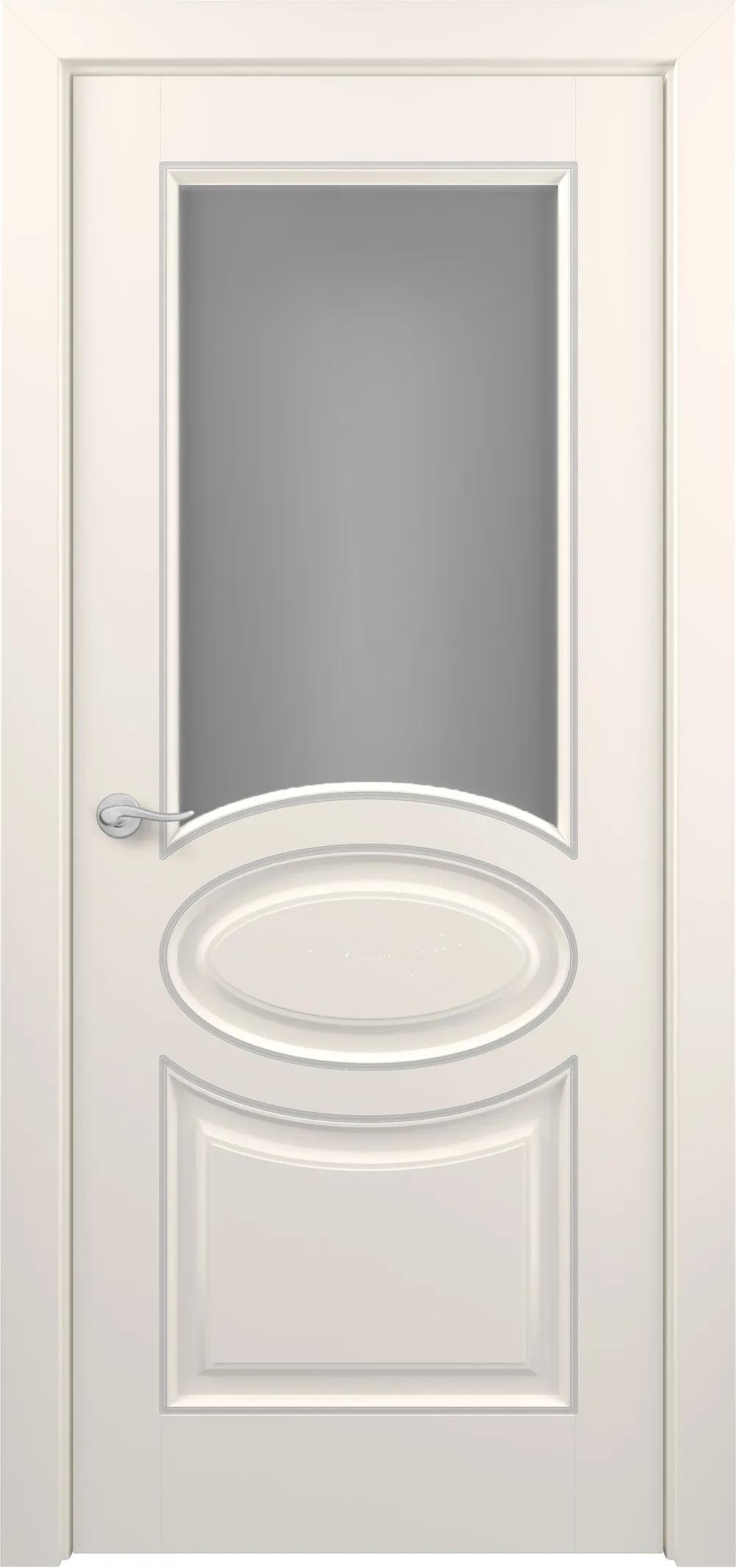 Дверь межкомнатная АртКлассик Прованс ДО ART Classic Т2 Сатинато Жемчужно-перламутровая эмаль патина серебро (в канавку)