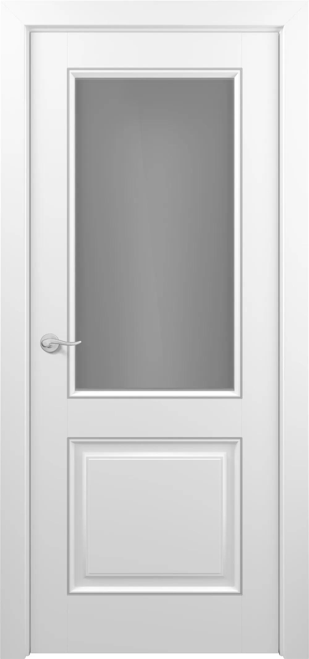 Дверь межкомнатная АртКлассик  Венеция ДО ART Classic Т2 Сатинато Белая эмаль патина серебро (в канавку) (43)