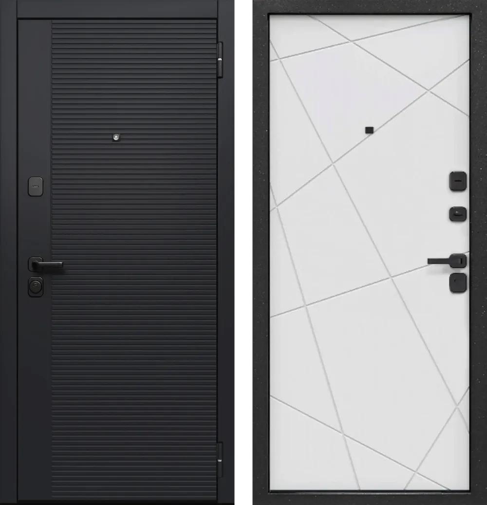 Входная дверь Черный кварц Черный сатин - Белый сатин
