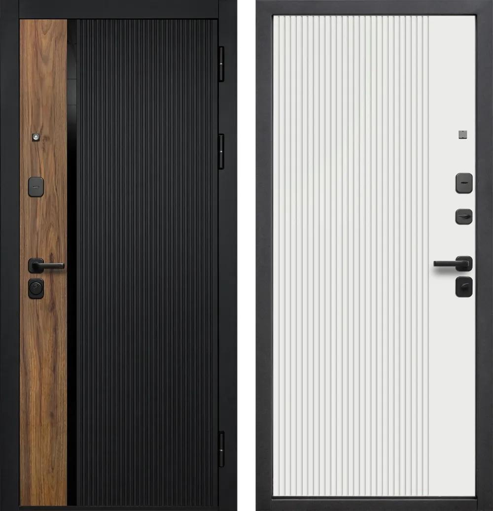 Дверь входная Кантри 9 см Сатин черный - Эмалит белый