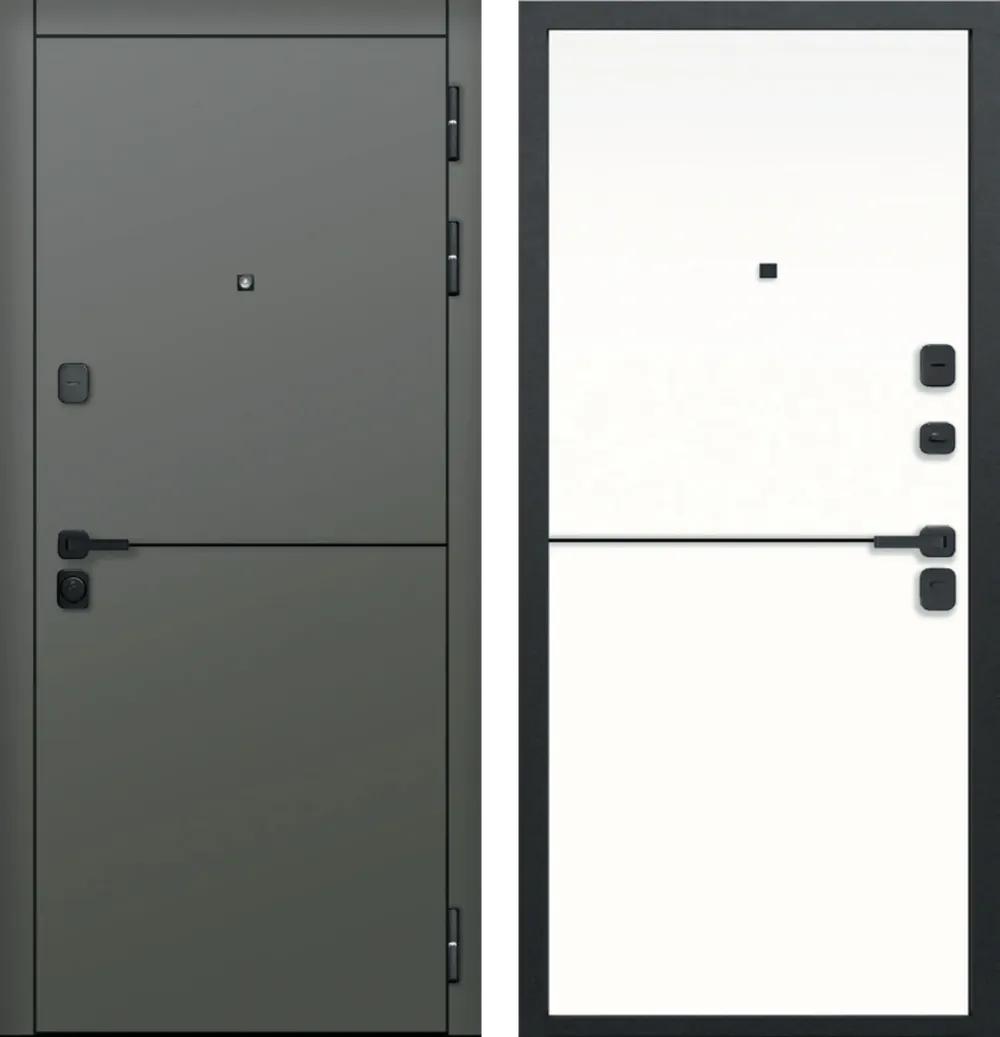 Дверь входная Гарда 9 Молдинг Сатин коричневый - Эмалит белый