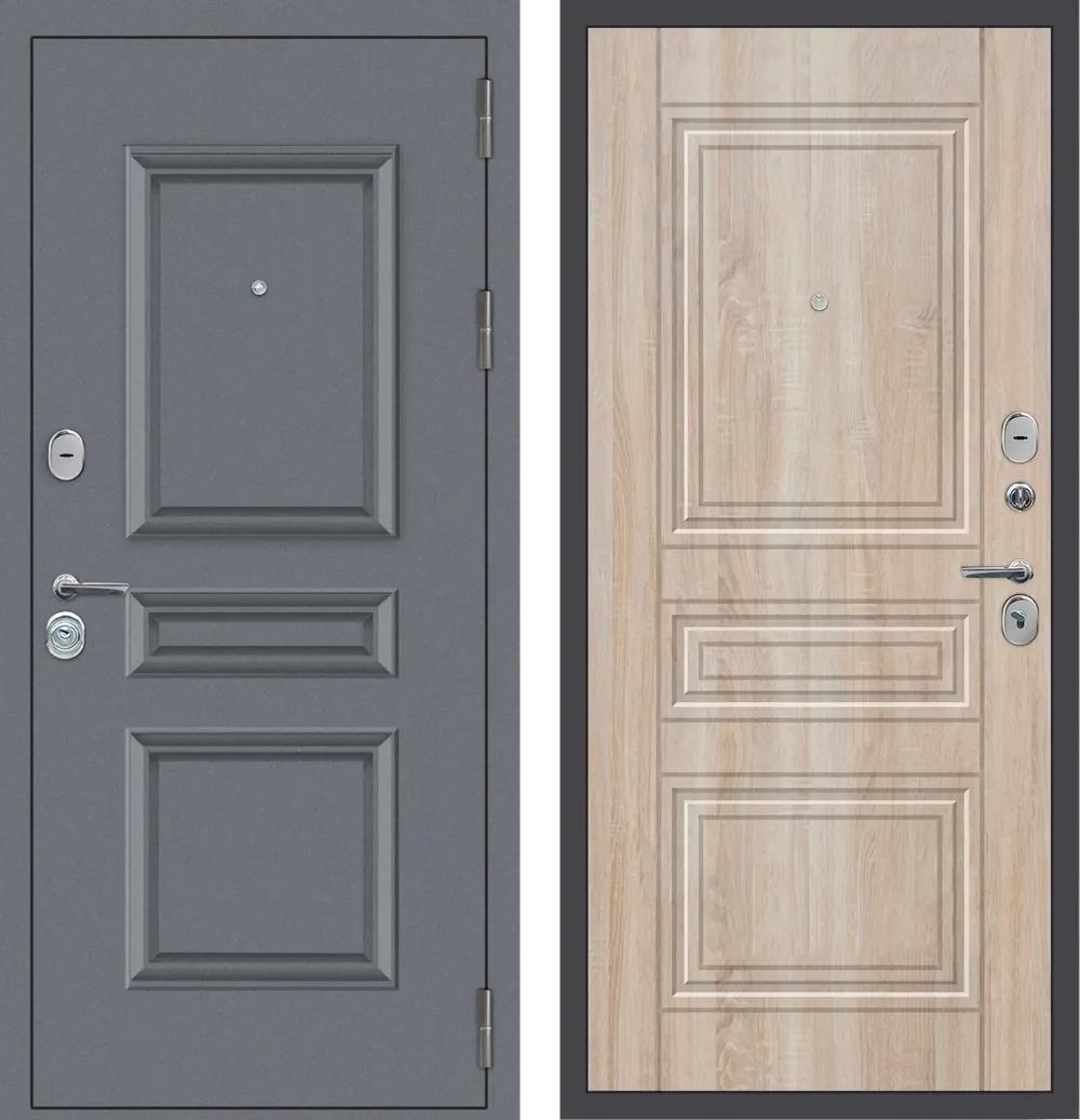 Дверь входная M52 с фрезеровкой Букле графит - ФЛ-10 Дуб Сонома светлый