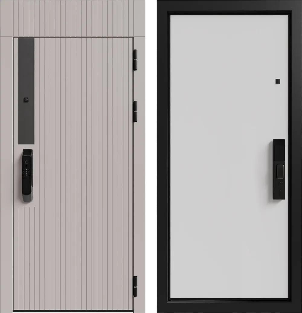 Дверь входная Рейн 2 3К90 ЮР-36 (с номером квартиры) Латте (ZB855-2) - ЮП-13 ZB Белый