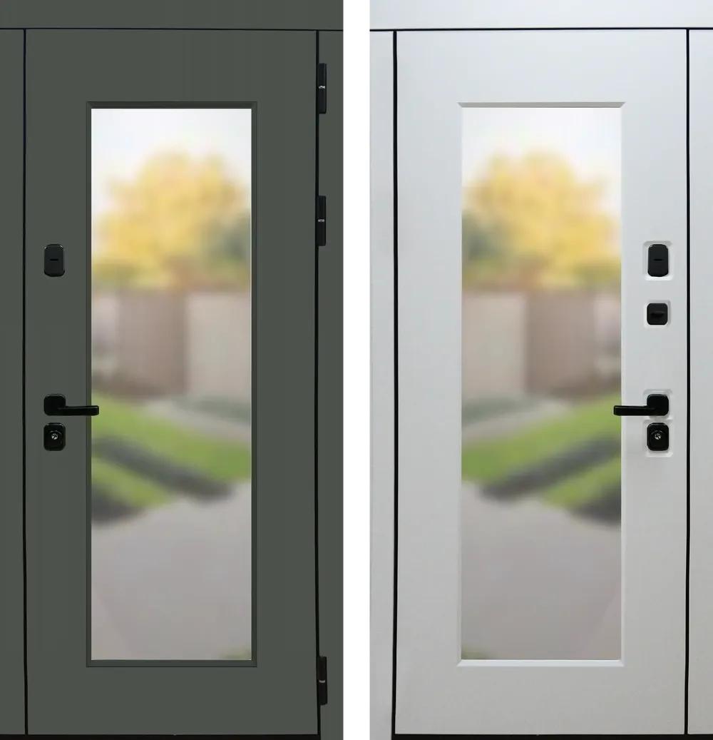 Дверь входная Элит 3К90 П-66 (окно) RAL 6007 - П-66(окно) RAL 9003