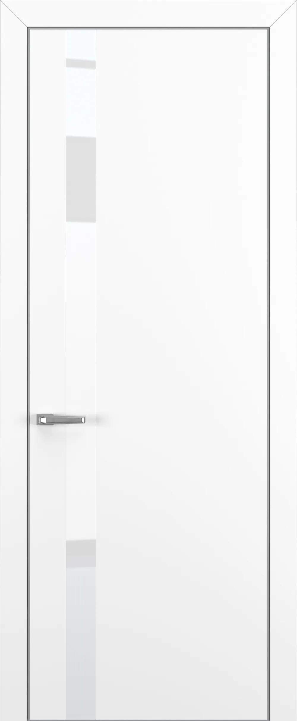 Дверь межкомнатная Квалитет К2 Lacobel White Pure Белый матовый ALU Серая с 4-х зпп Eclipse под 2 петли зпз 196