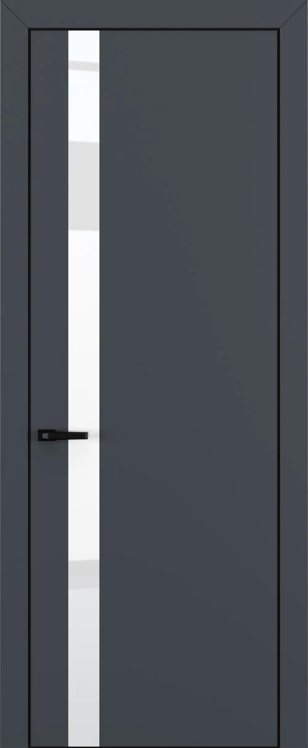 Дверь межкомнатная Квалитет К2 White Pure Графит премьер мат ALU Черная с 4-х
