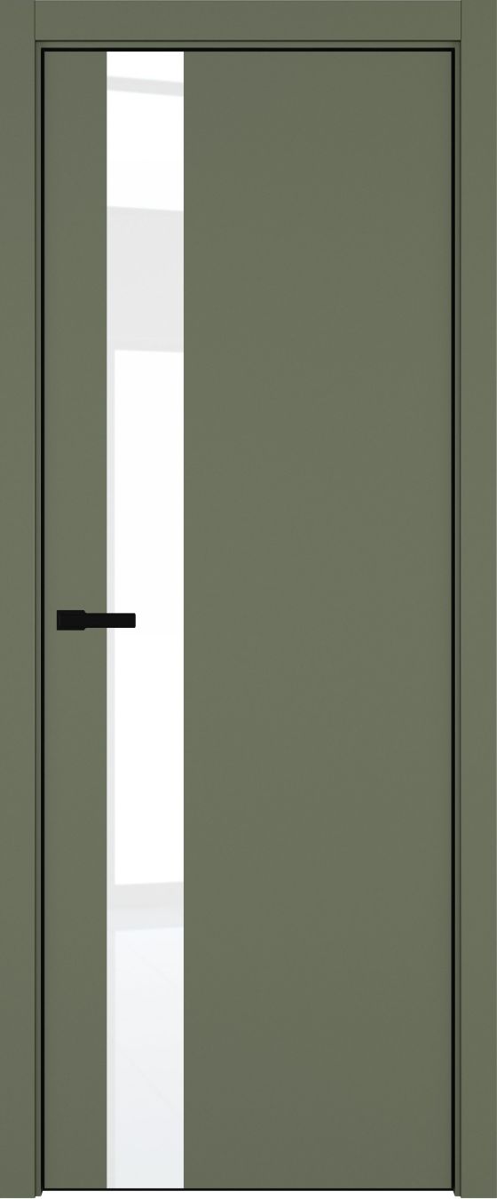 H3 ДО ART Lite Lacobel White Pure 800*2000 Оливковая эмаль ALU Черная под 2 петли зпз 196