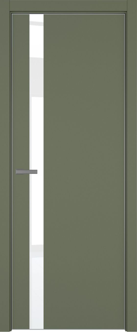 H2 ДО ART Lite Lacobel White Pure 800*2000 Оливковая эмаль ALU Серая под 2 петли зпз 196