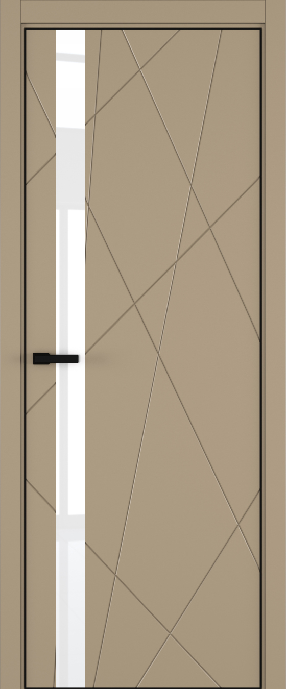 Chaos ДО ART Lite Lacobel White Pure 800*2000 Бежевая эмаль ALU Черная 2 петли зпз 196