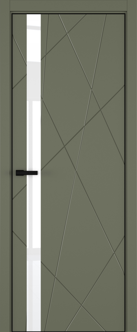 Chaos ДО ART Lite Lacobel White Pure 800*2000 Оливковая эмаль ALU Черная 2 петли зпз 196