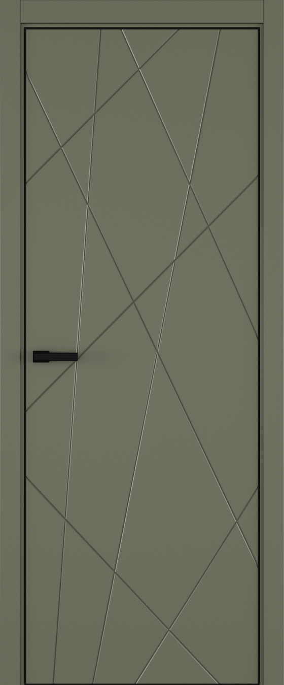 Chaos ДГ ART Lite 800*2000 Оливковая эмаль ALU Черная 2 петли зпз 196