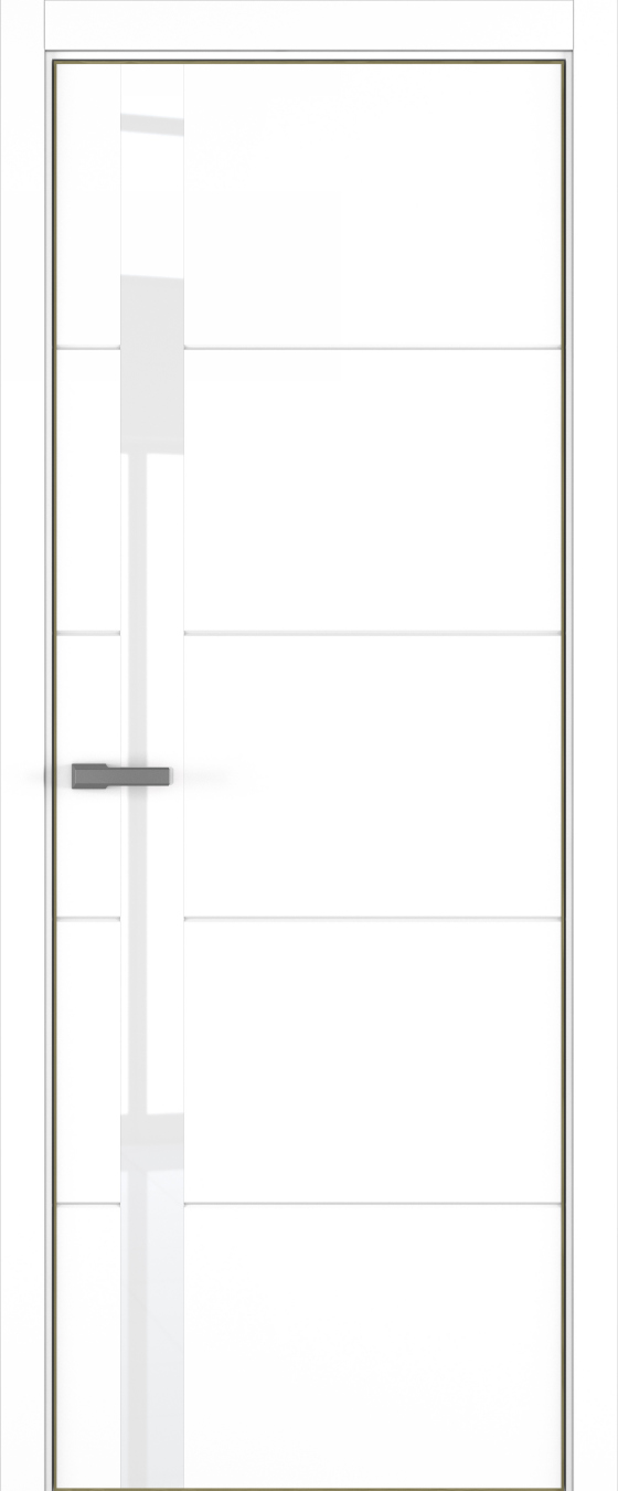 Groove ДО ART Lite Lacobel White Pure 800*2000 Белая эмаль (43) ALU Золотая под 2 петли зпз 196