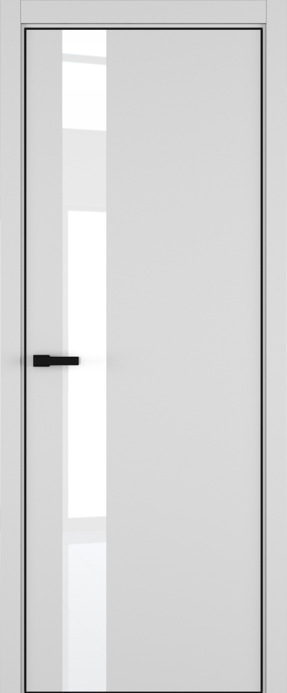 H3 ДО ART Lite Lacobel White Pure 800*2000 Светло-серая эмаль (43) ALU Черная под 2 петли зпз 196