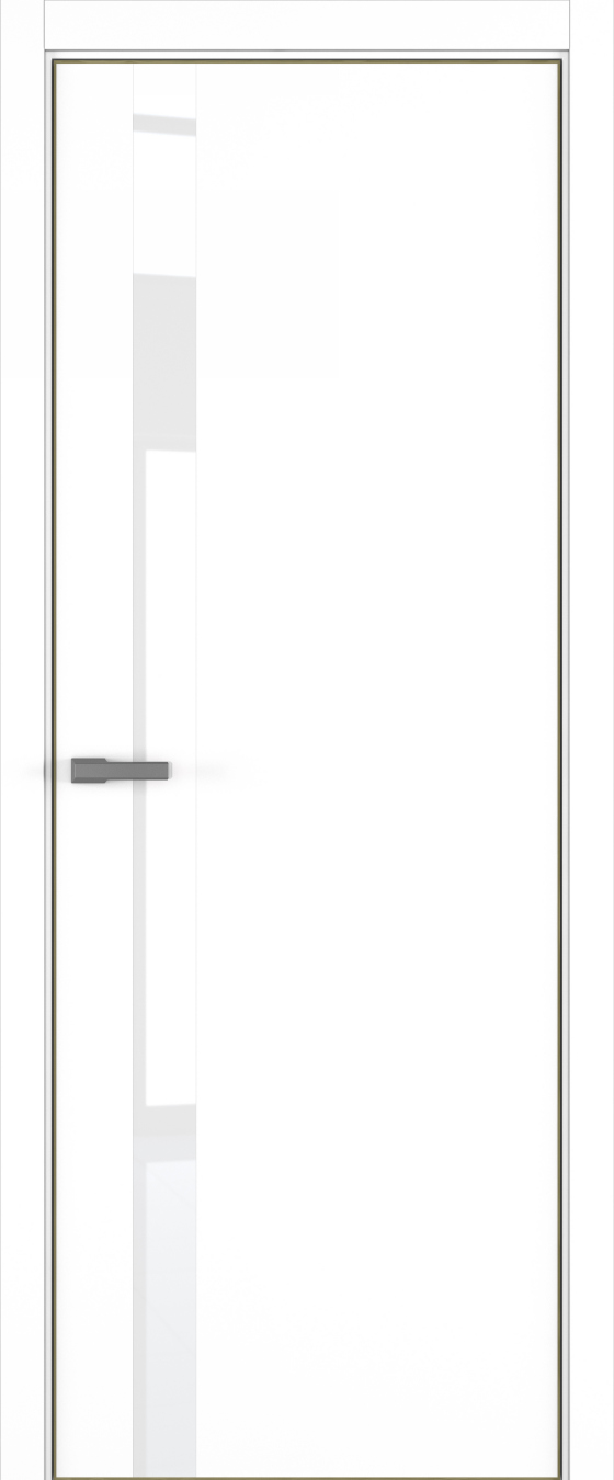 H2 ДО ART Lite Lacobel White Pure 800*2000 Белая эмаль (43) ALU Золотая под 2 петли зпз 196