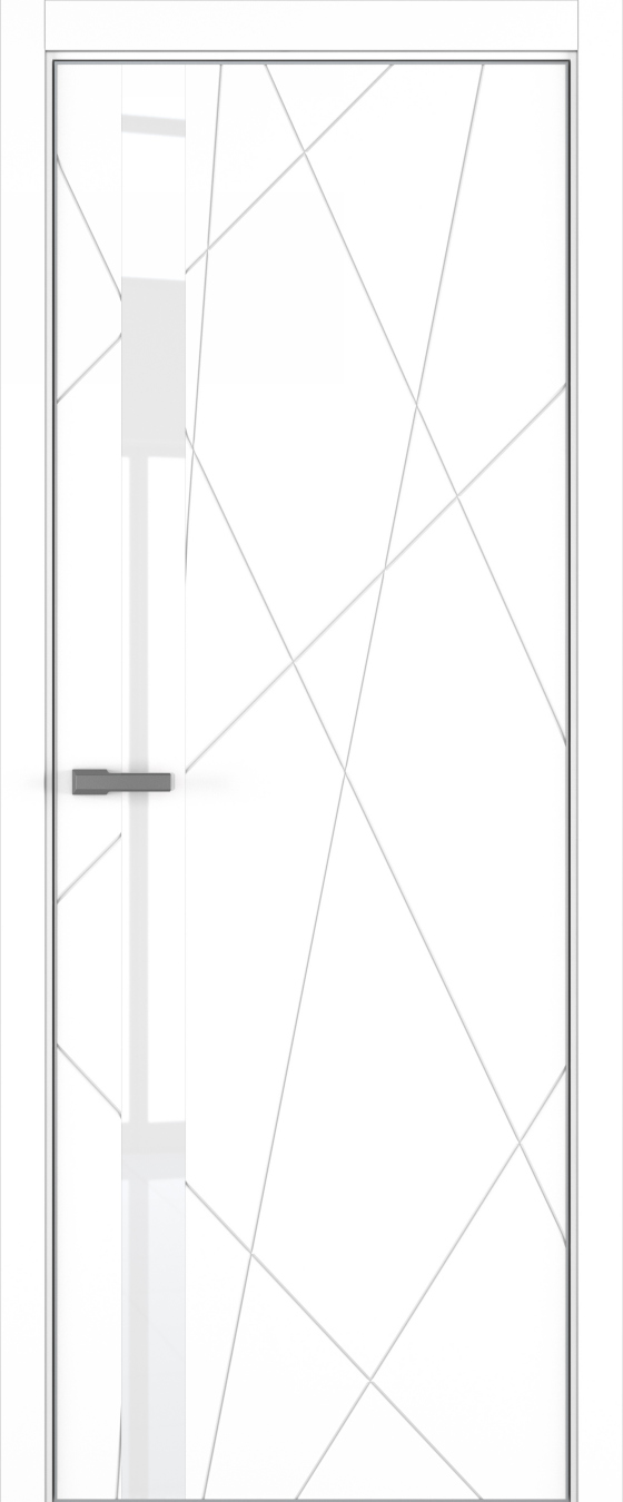 Chaos ДО ART Lite Lacobel White Pure 800*2000 Белая эмаль (43) ALU Серая под 2 петли зпз 196
