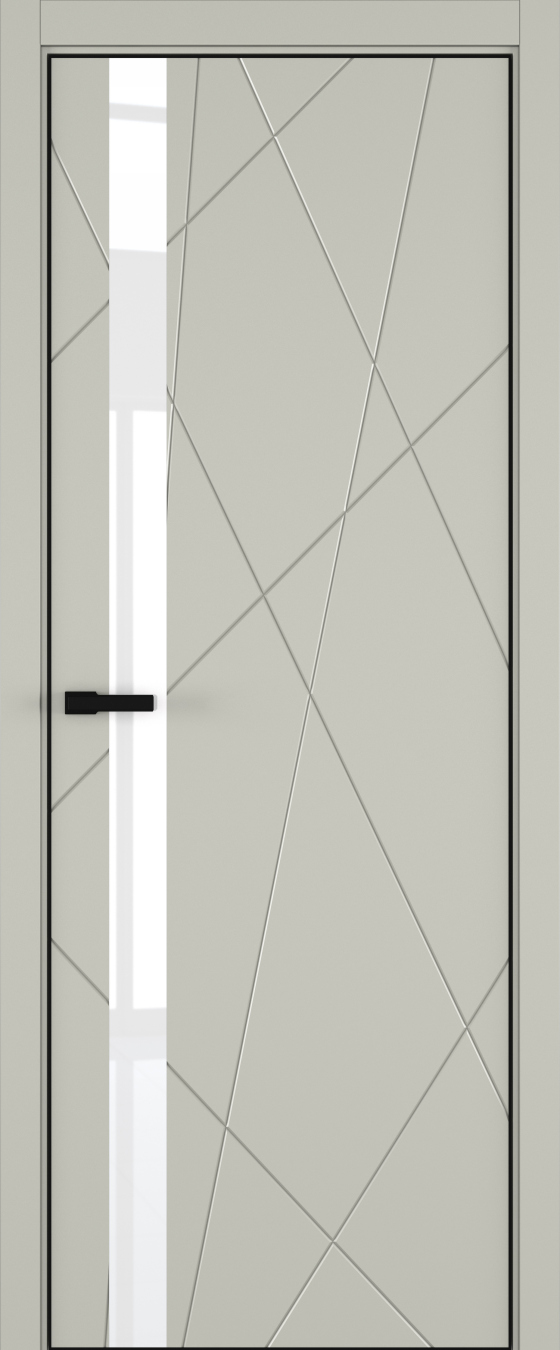 Chaos ДО ART Lite Lacobel White Pure 800*2000 Серый шелк эмаль (43) ALU Черная под 2 петли зпз 196